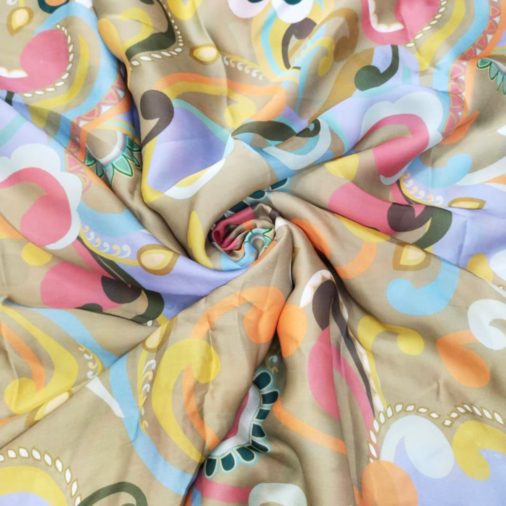 Contemporary Geometry: Satin Georgette Fabric Infused with Abstract Patterns