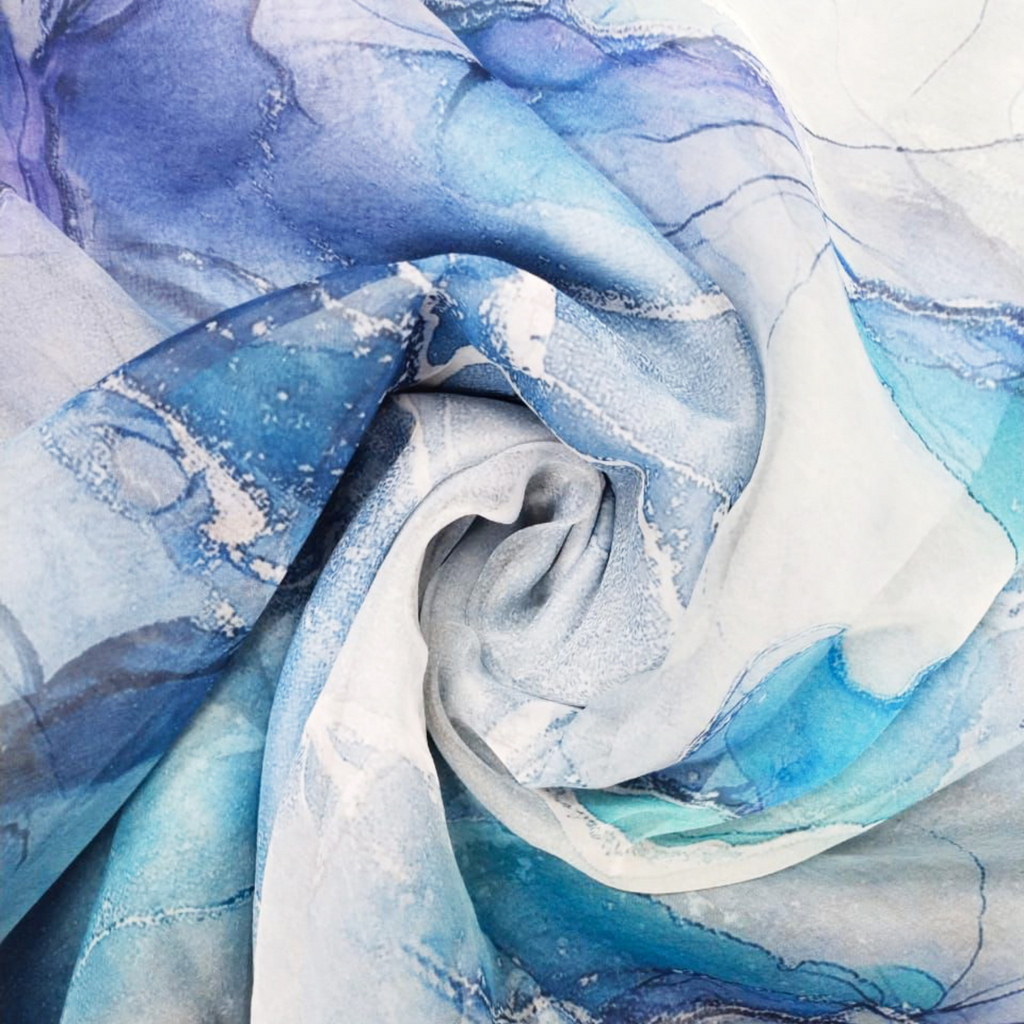 Whimsical Marble: Soft Organza with Mesmerizing Marble Print