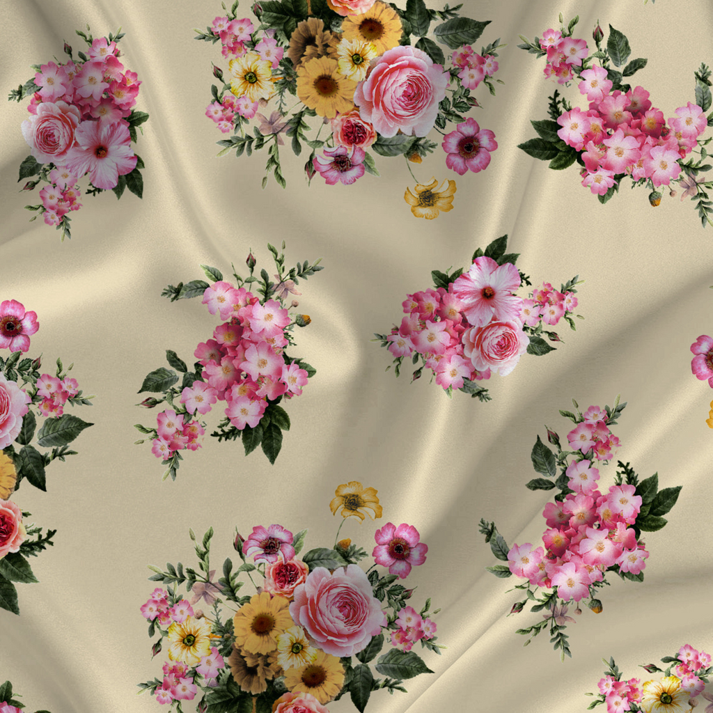 Ethereal Blooms: Floral Pattern Unleashed on Modal Satin