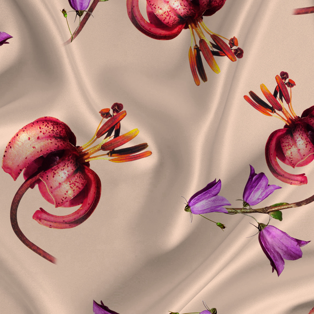 Floral Serenade: Elegant Patterns on Modal Satin