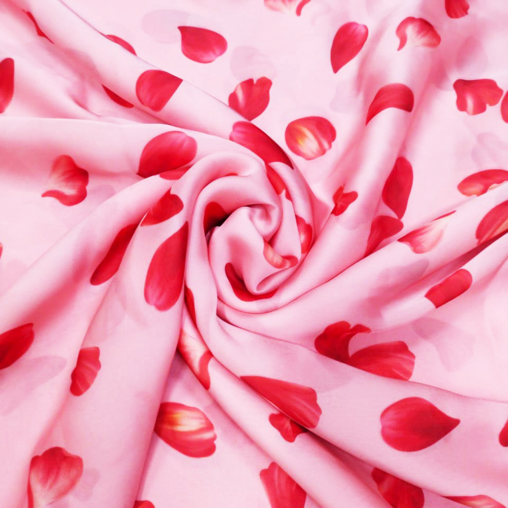 Romantic Rose Bouquet: Satin Georgette Floral Prints