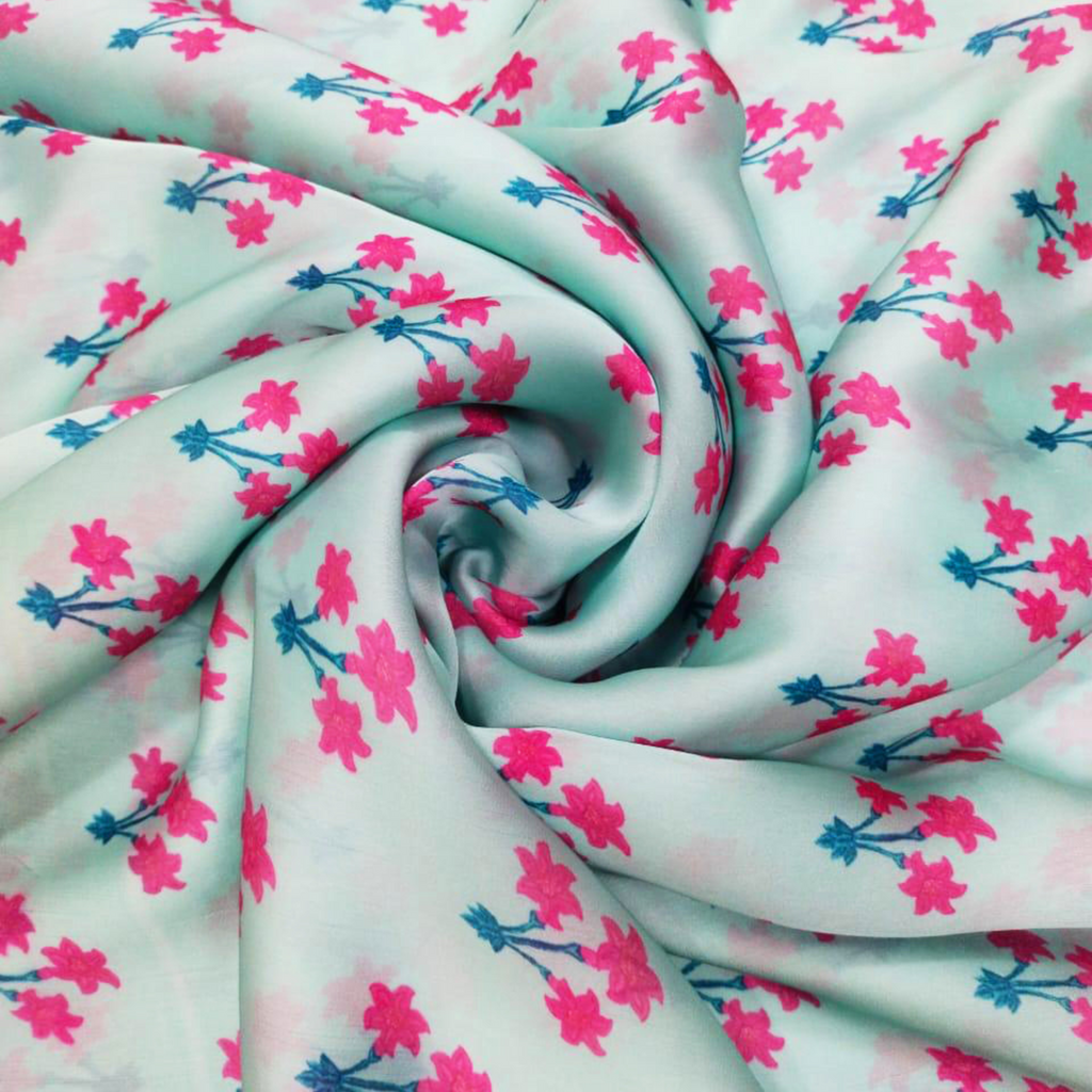 Timeless Beauty: Satin Georgette's Traditional Small Motif Fabric for Classic Elegance