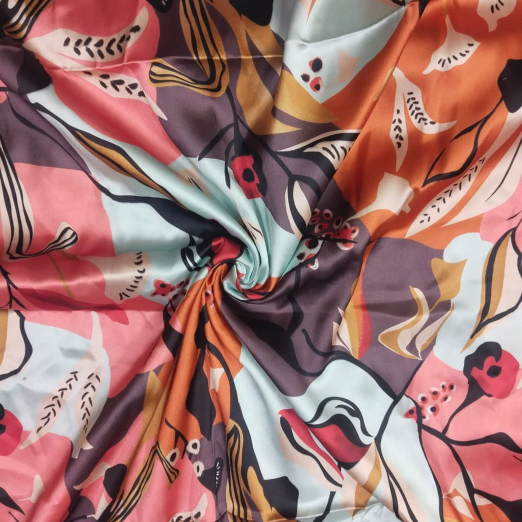 Floral Whispers: Softy Satin's Abstract Floral Fabric Unveiled