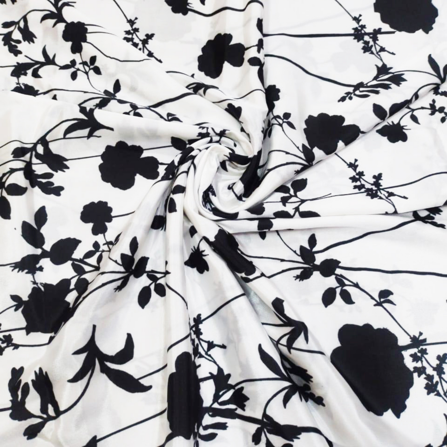 Whimsical Harmony: Satin Georgette's Abstract Florals