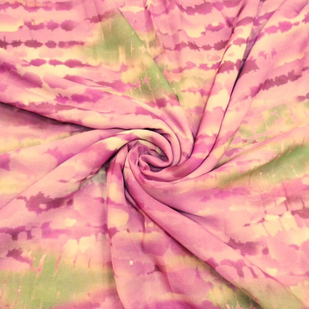 Vibrant Tie & Dye Delight: Satin Georgette Fabric Unleashes Artistic Expression