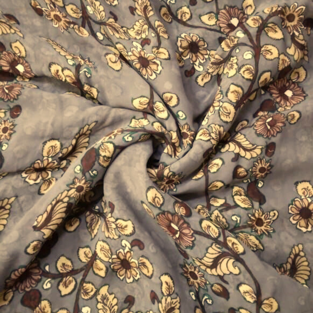 Ancient Elegance: Reviving the Traditional Kalamkari on Chinon Chiffon