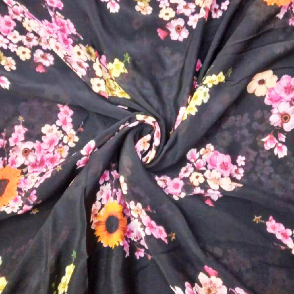 Whimsical Blooms: Georgette Fabric Flourishing with Floral Patterns