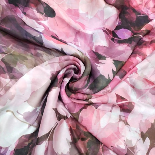 Floral Serenade: Satin Georgette's Abstract Floral Fabric Unveiled