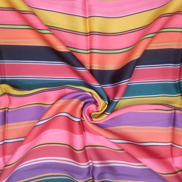 Sabya Multi Colour Stripes Print om Crepe Silk & Satin Georgette