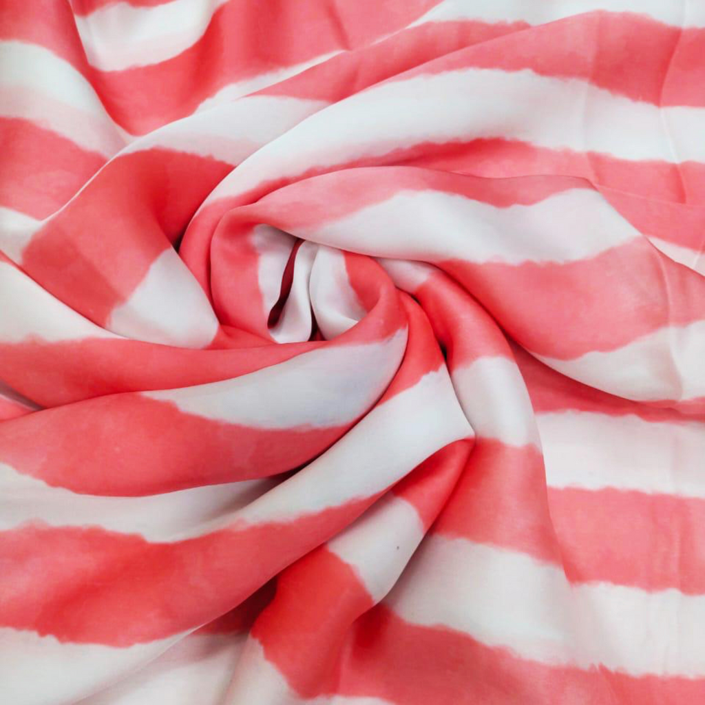 Discover Om Fabs' Geometric Stripes: Stylish Satin Georgette Fabrics