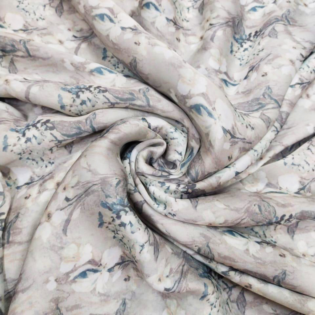 Whispering Petals: Embark on a Journey of Abstract Floral Splendor with Viscose Georgette