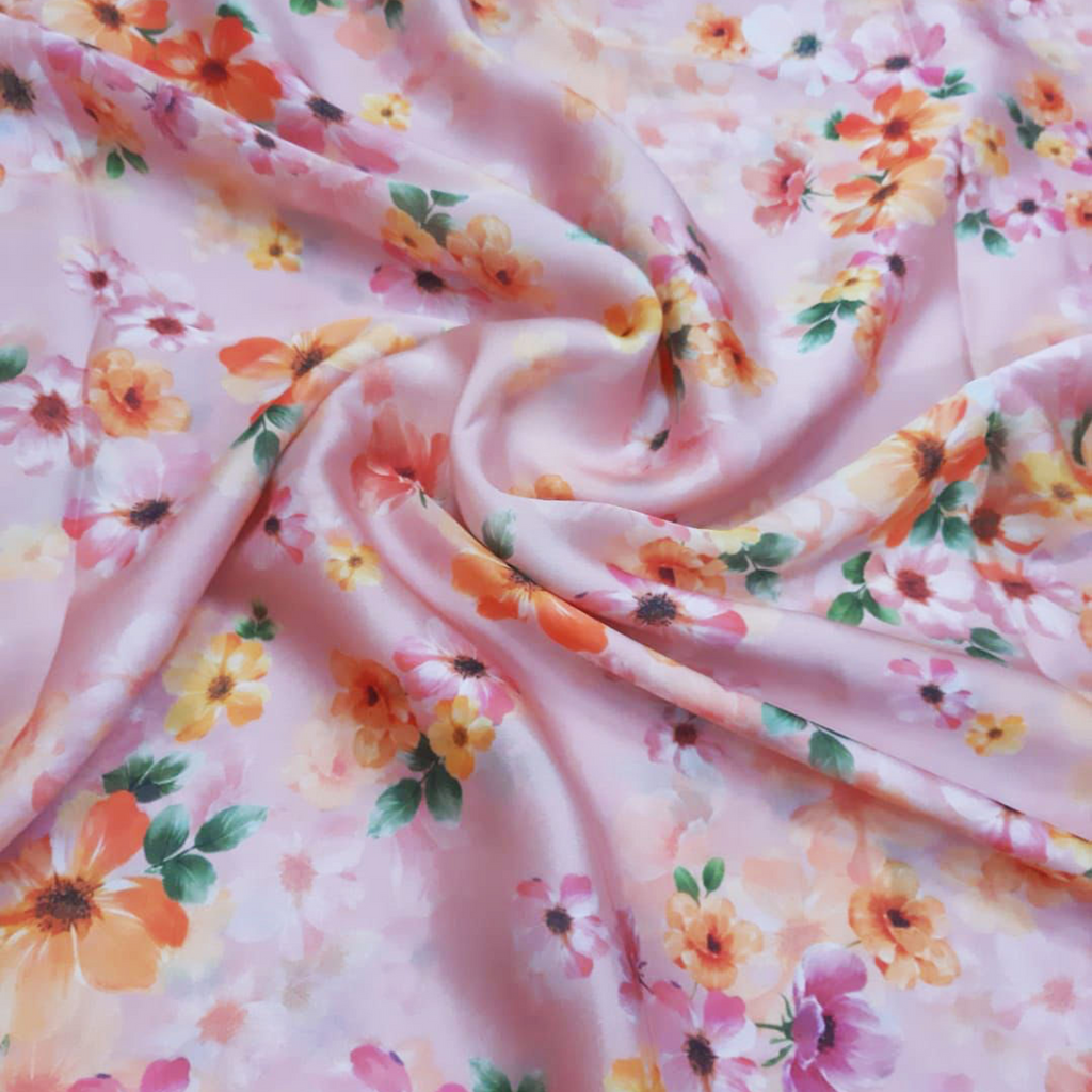 Floral Enchantment: Satin Georgette Blossoms