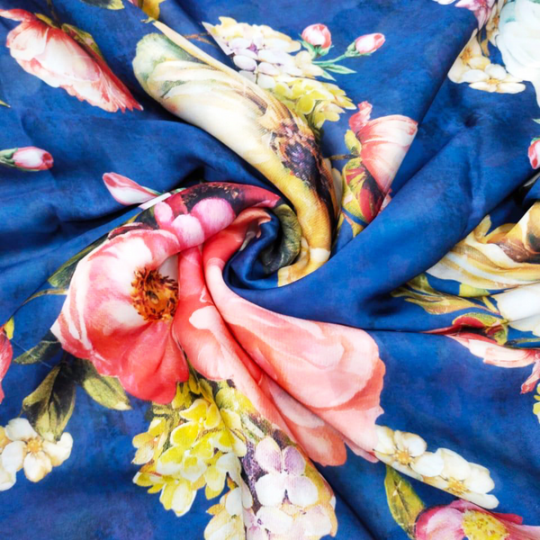 Blossom Dreams: Satin Georgette Floral Delight