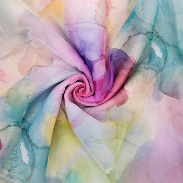 Mesmerising Marble Print on Satin Georgette & Soft Organza OM SS 611