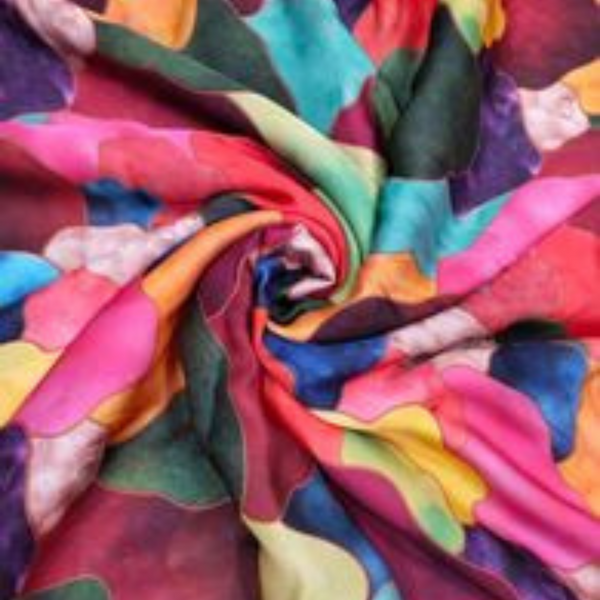 Multi Colour Bright Abstract Print in Satin Georgette OM SS 206