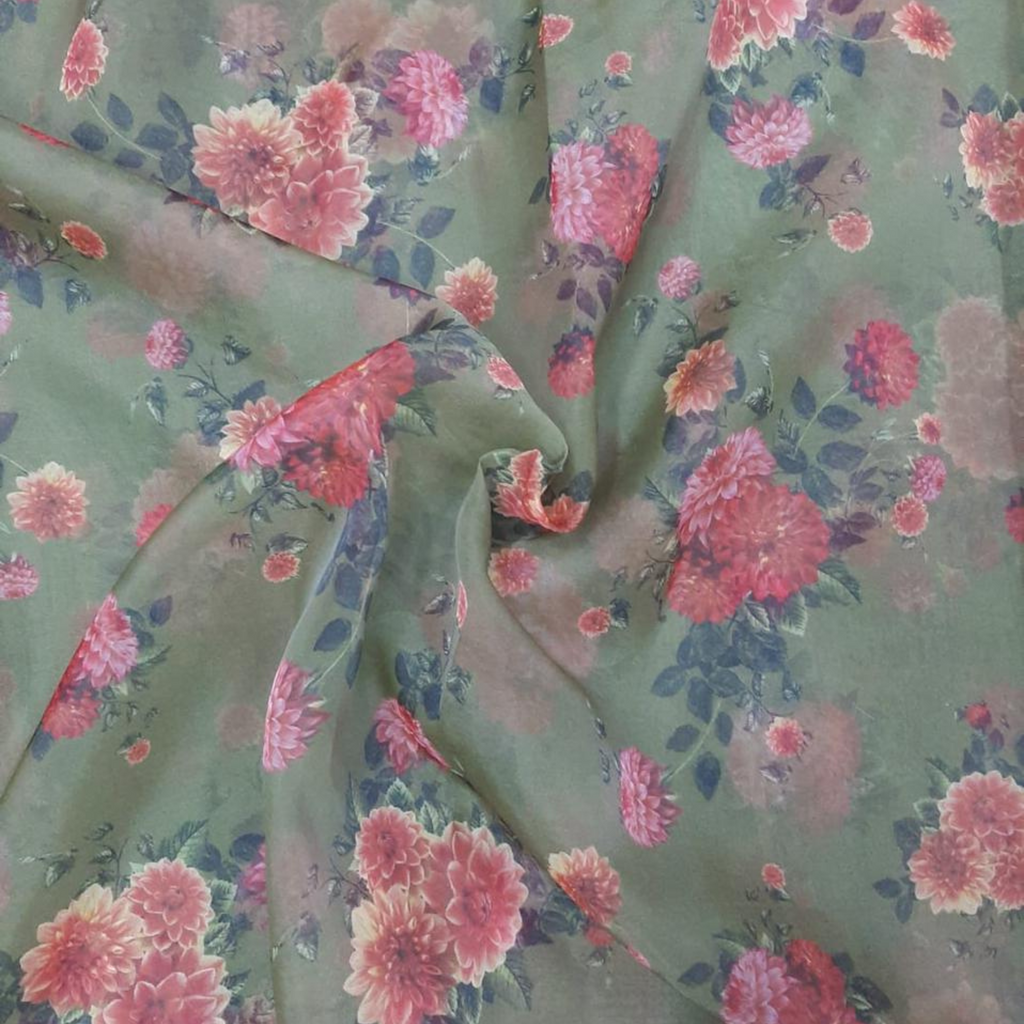 Blooming Elegance: Floral Patterns on Soft Organza, by OM Fabs!