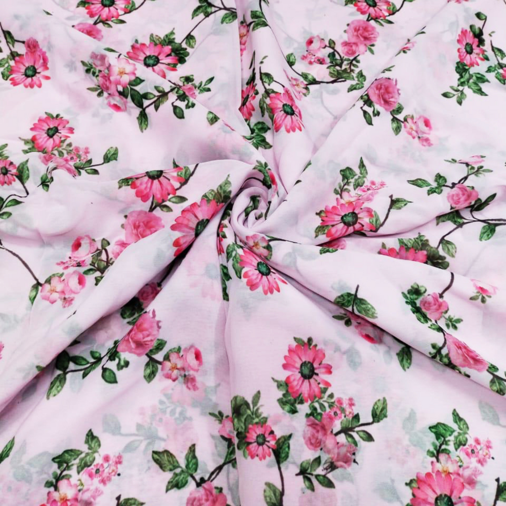 Enchanting Blooms: Satin Georgette Floral Pattern Fabrics