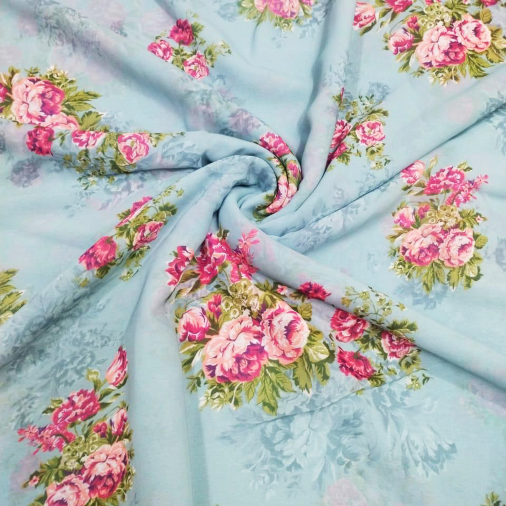 Blooming Elegance: Satin Georgette's Floral Delight