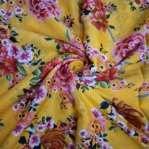 Sabya Enchanting Blossoms: Floral Elegance in Satin Georgette