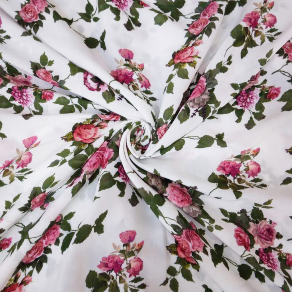 Enchanting Blooms: Pure Muslin Fabric with Exquisite Floral Patterns