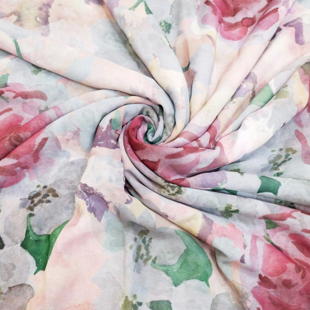 Artistic Blooms: Unveiling the Captivating Fusion of Abstract and Floral on Georgette