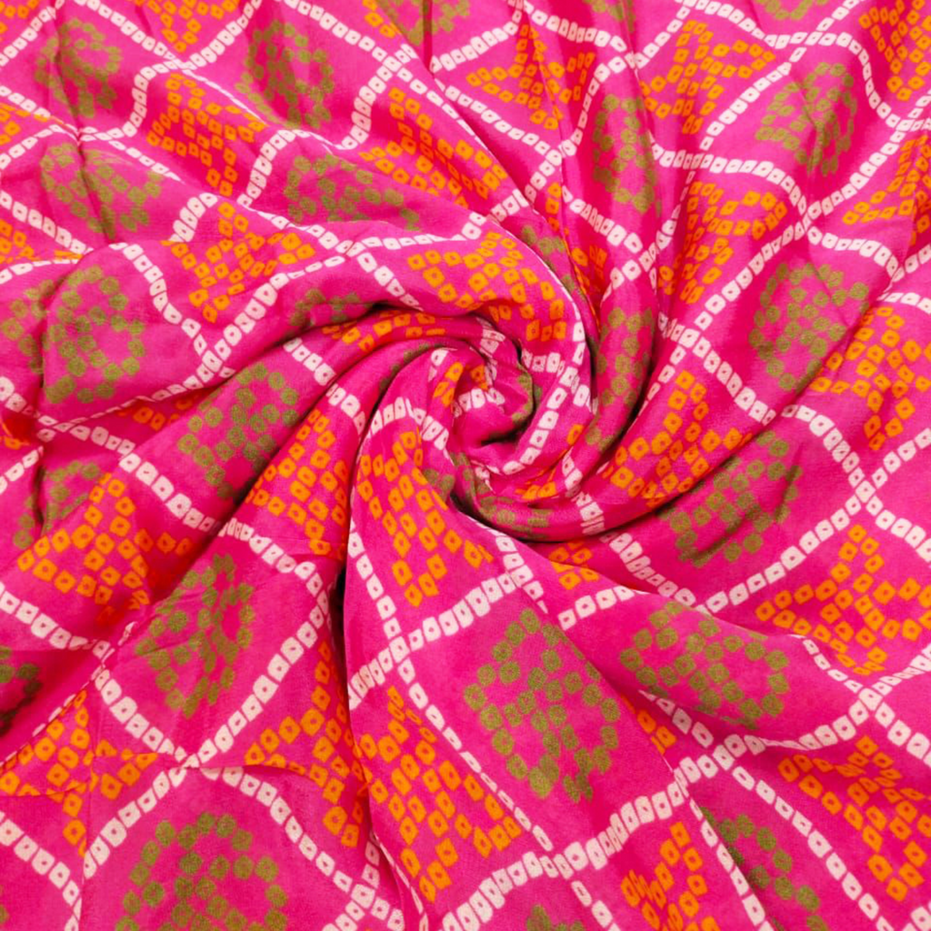 Give atractive Sub Title Bandhini Bandhini Fabric Name last time -Pure Chinon Chiffon