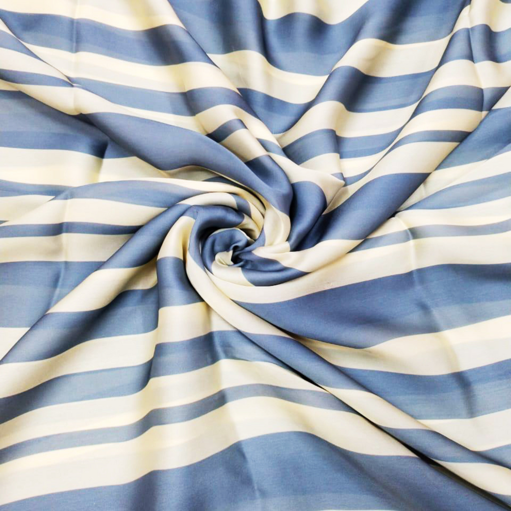 Enchanting Elegance: Geometric Stripes in Satin Georgette