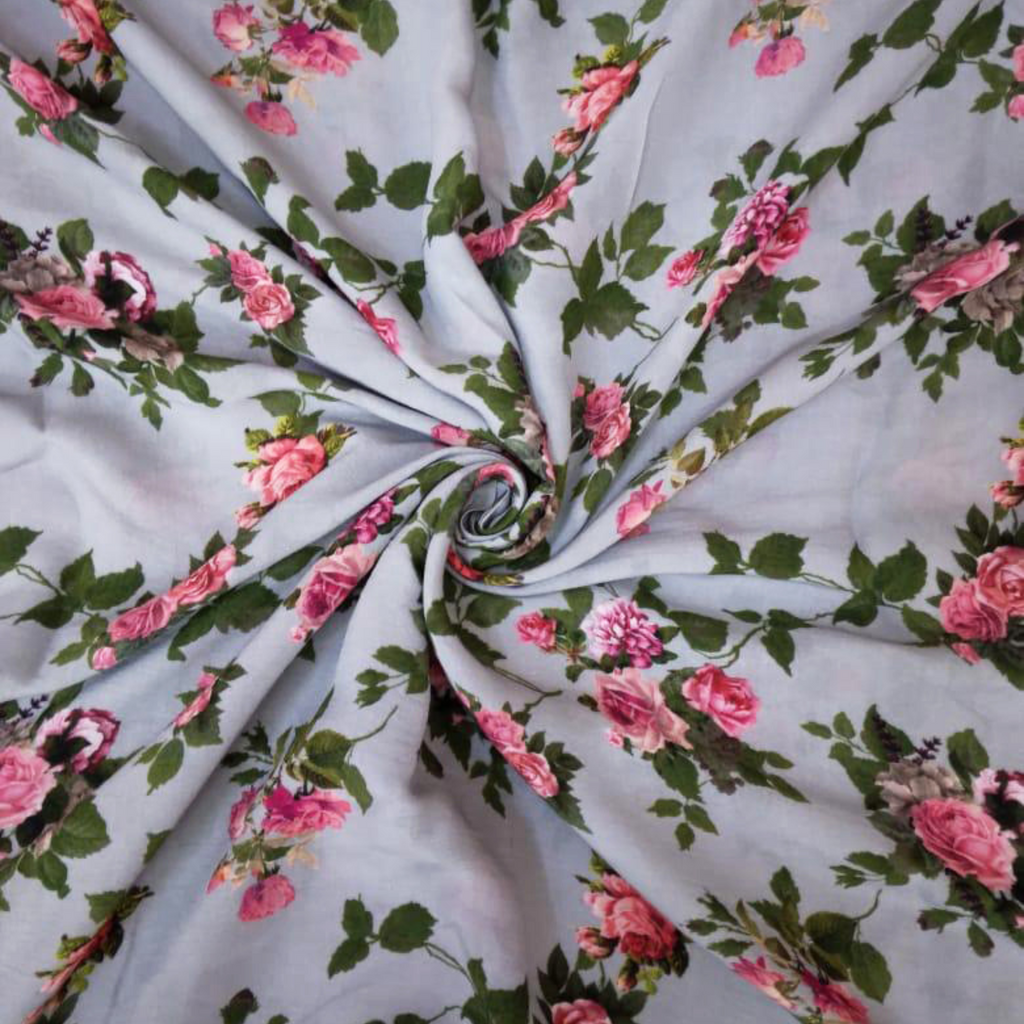 Whimsical Garden: Pure Muslin Fabric with Delicate Floral Patterns