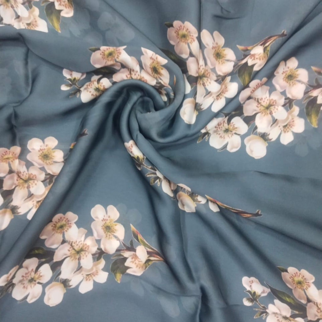 Embrace Nature's Beauty: Exquisite Floral Botanical Motifs on Modal Satin