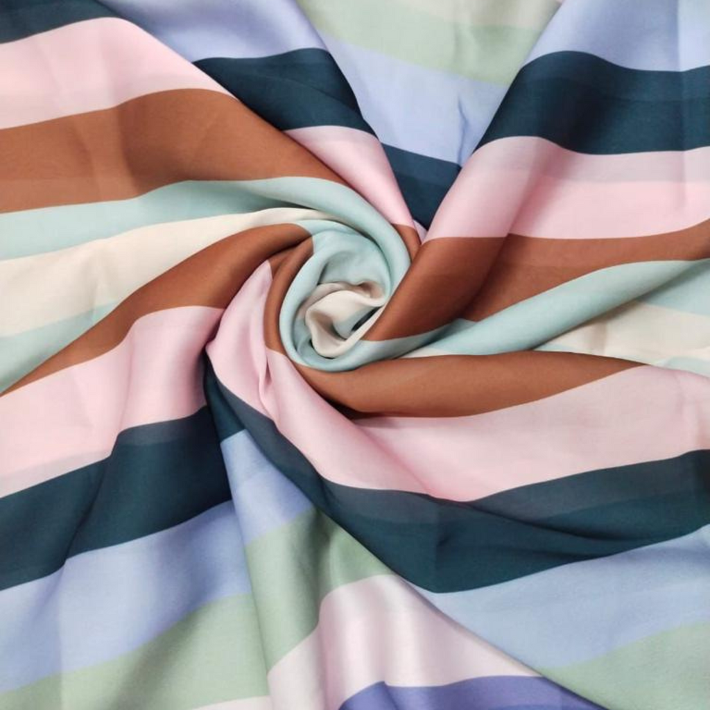 Geometric Harmony: Satin Georgette's Captivating Striped Patterns