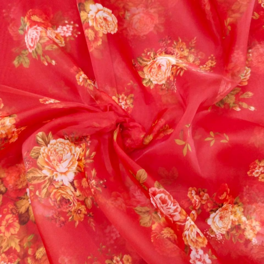 Soft Organza: Embrace the Floral Symphony in Luxurious Soft Organza Fabric