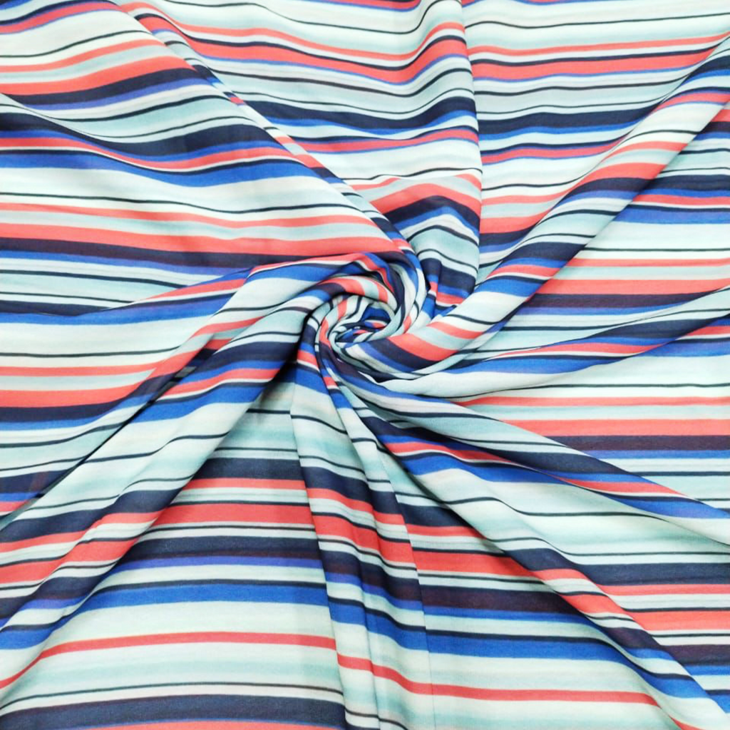 Dynamic Geometry: Crepe Silk's Striking Stripes Align with OM Fabs' Artistry in Geometric Elegance!