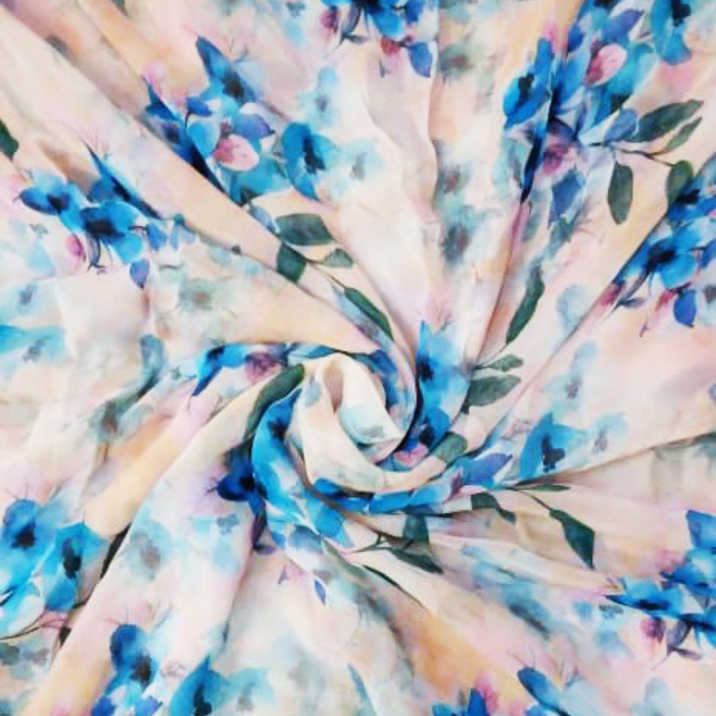 Nature's Brushstrokes: Experiencing the Floral Watercolor Pattern on Viscose Georgette