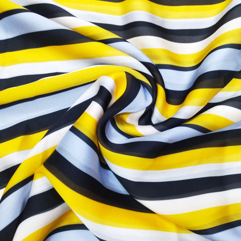 Geometry in Motion: Satin Georgette Fabrics with Stylish Stripes