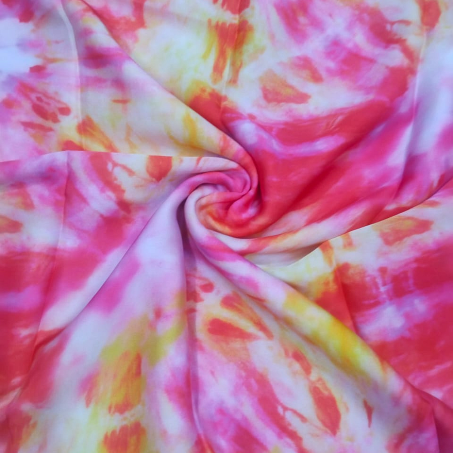 Tie & Dye Marvel: Vibrant Patterns on Satin Georgette