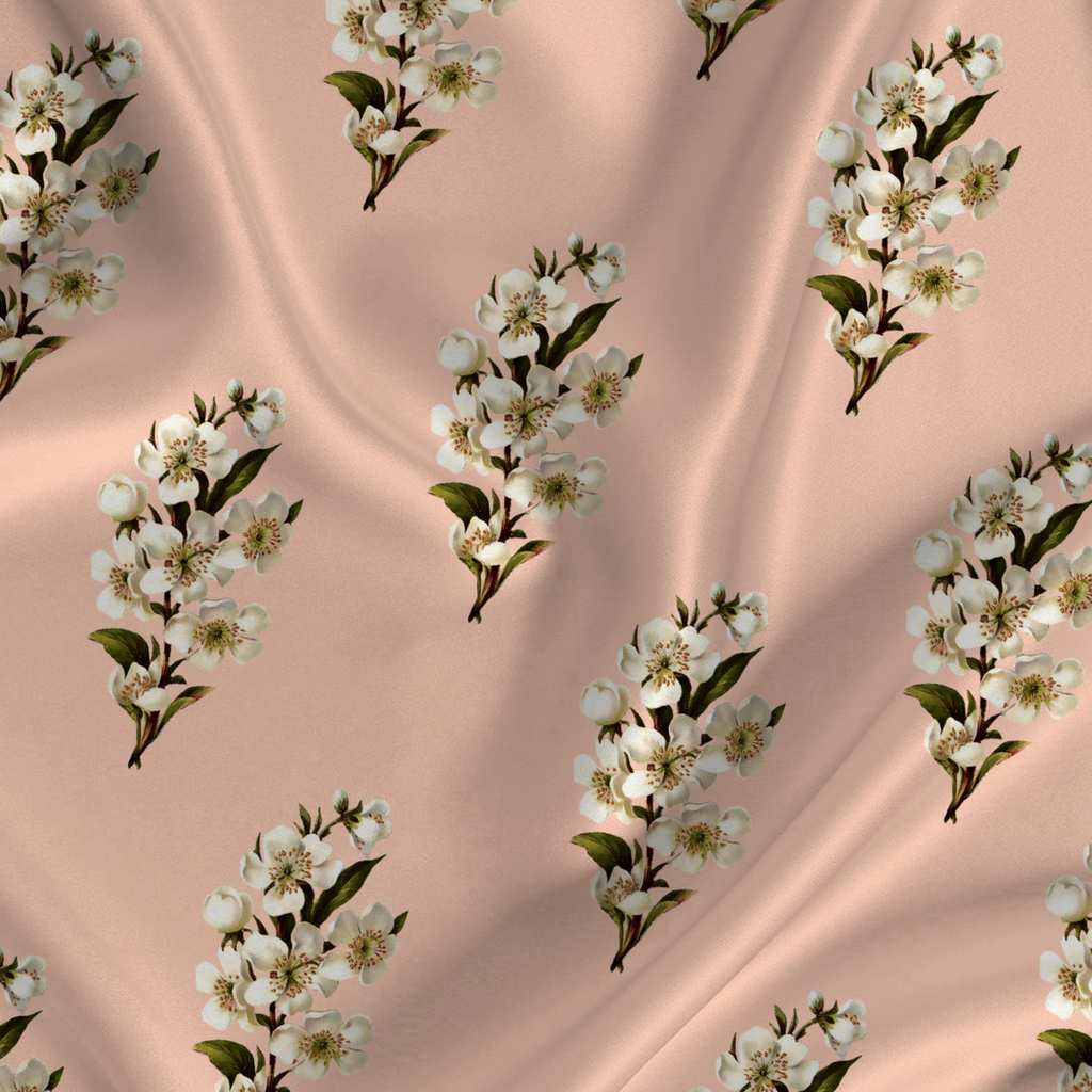 Whimsical Flora: Captivating Botanical Motifs on Modal Satin