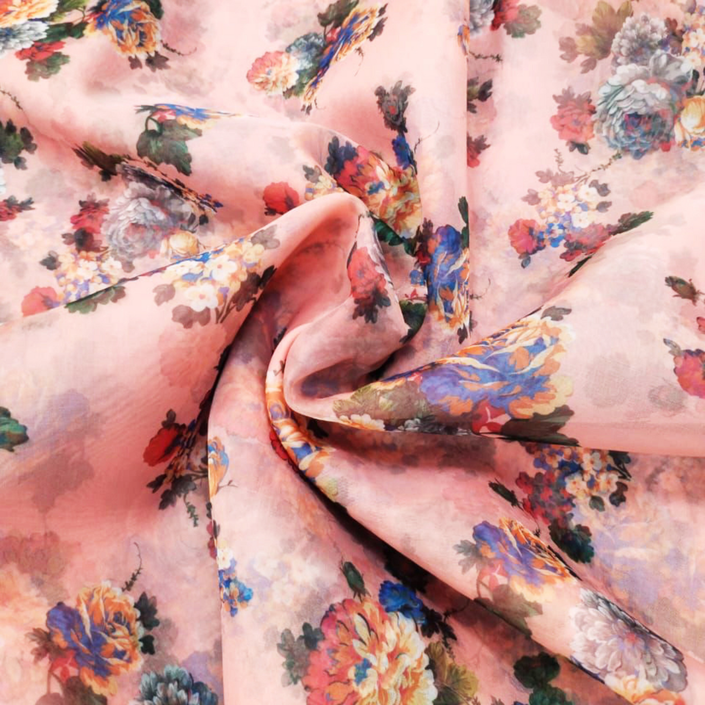 Whispering Petals: Embracing the Floral Symphony on Soft Organza