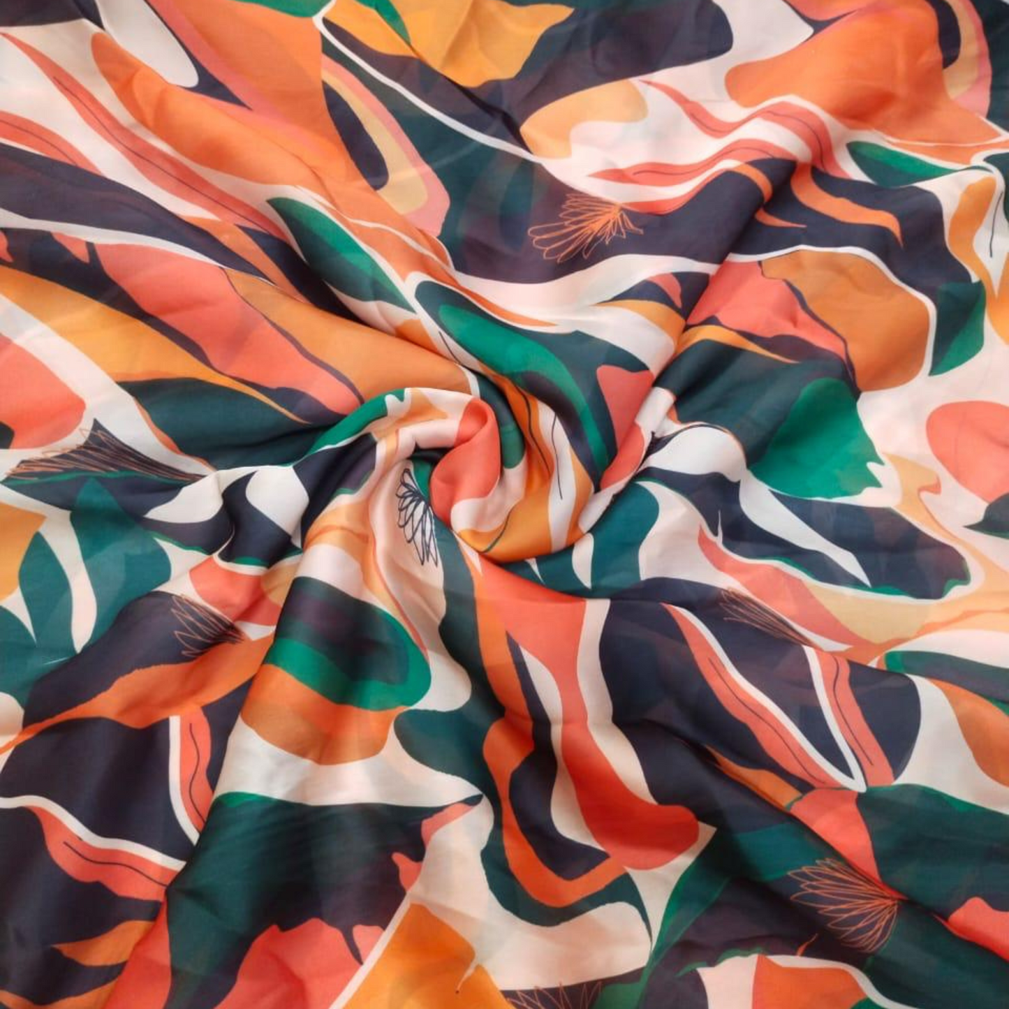 Symmetrical Illusions: Satin Georgette's Abstract Geometric Fabric Unveiled