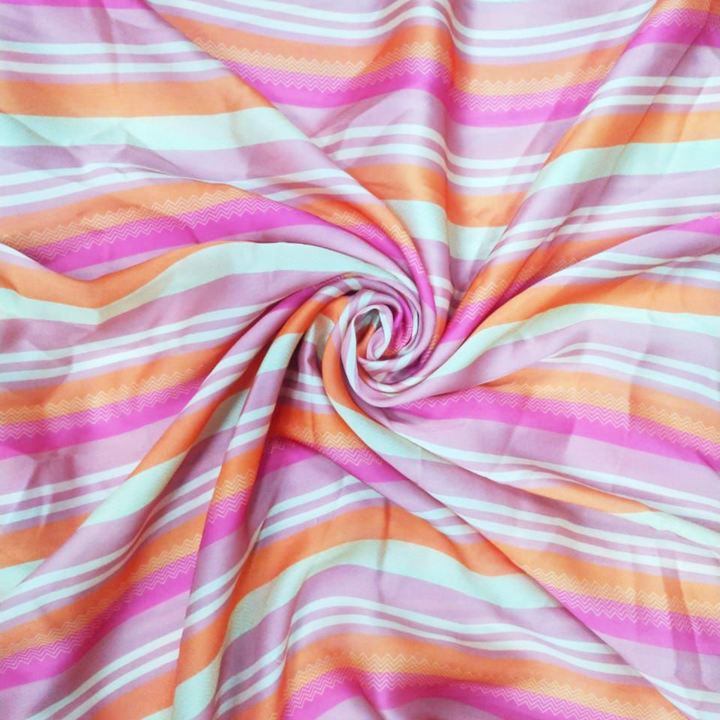 Geometric Harmony: Satin Georgette in Striking Stripes