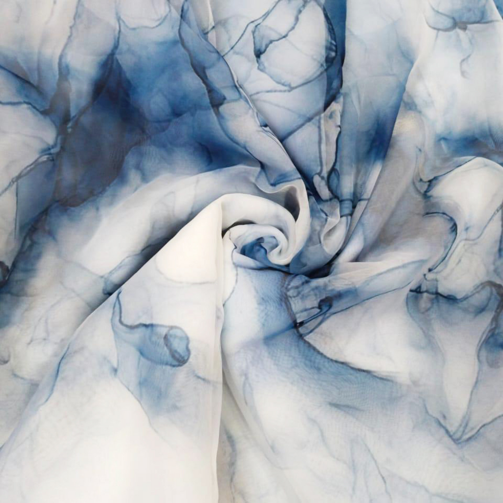 Majestic Marbles: Soft Organza with Elegant Marble Print