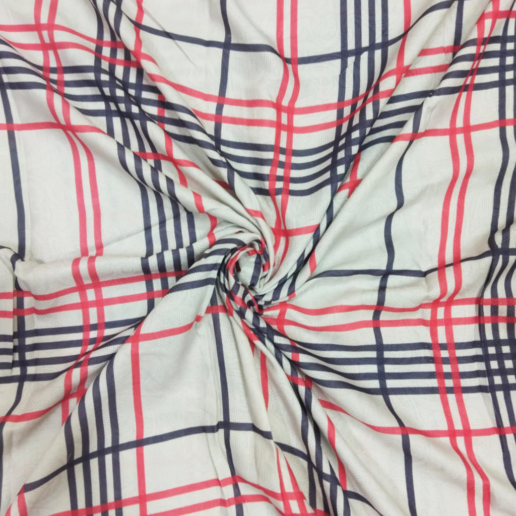 Modern Geometry: Stylish Checks on Muslin Fabric