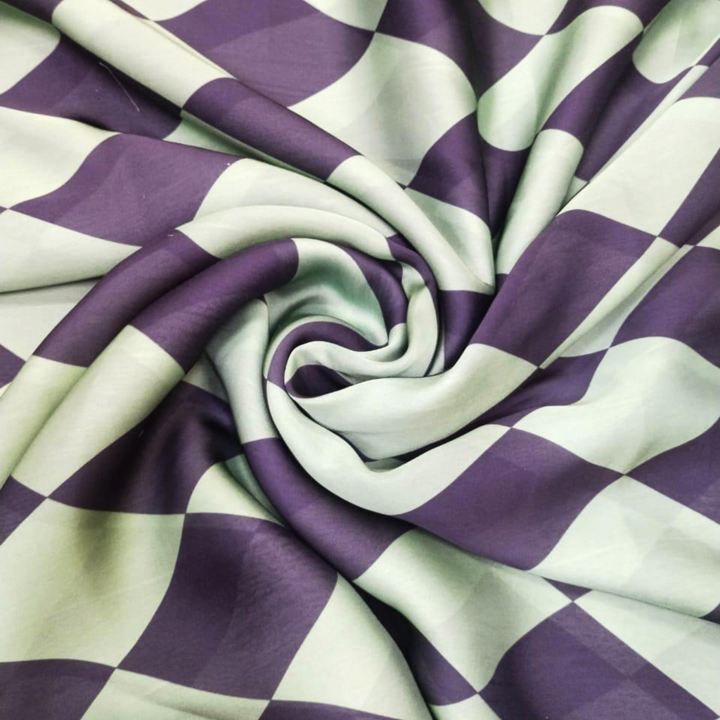 Contemporary Checks: Satin Georgette Fabrics with Geometric Patterns"