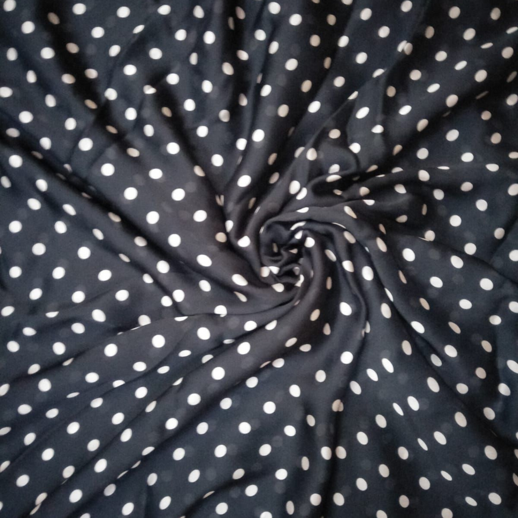 Polka Dot Perfection: Geometric Delights on Satin Georgette