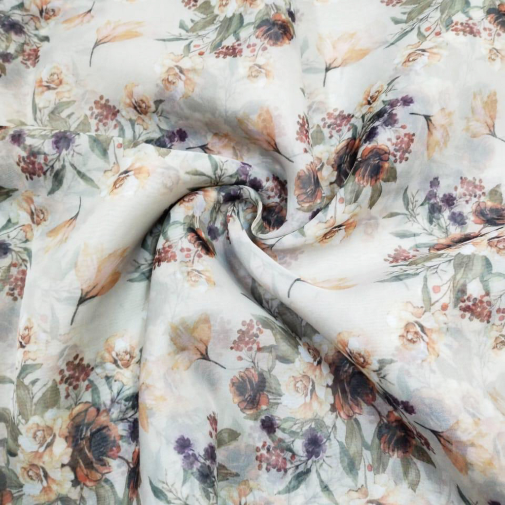 Blooming Breeze: Soft Organza with Exquisite Floral Patterns