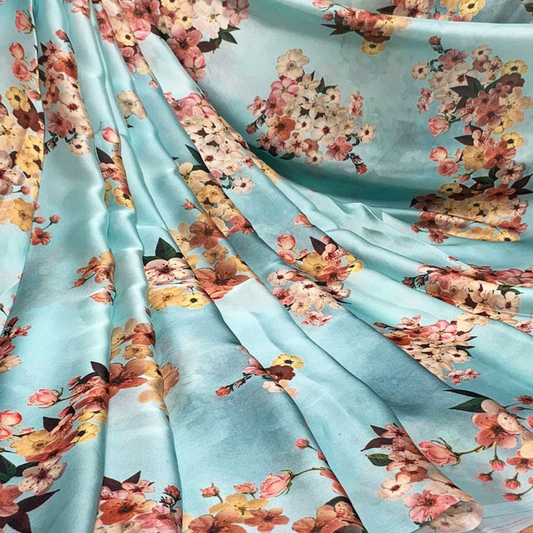 Blooming Beauty: Satin Georgette Floral Print Fabrics for Stylish Creations