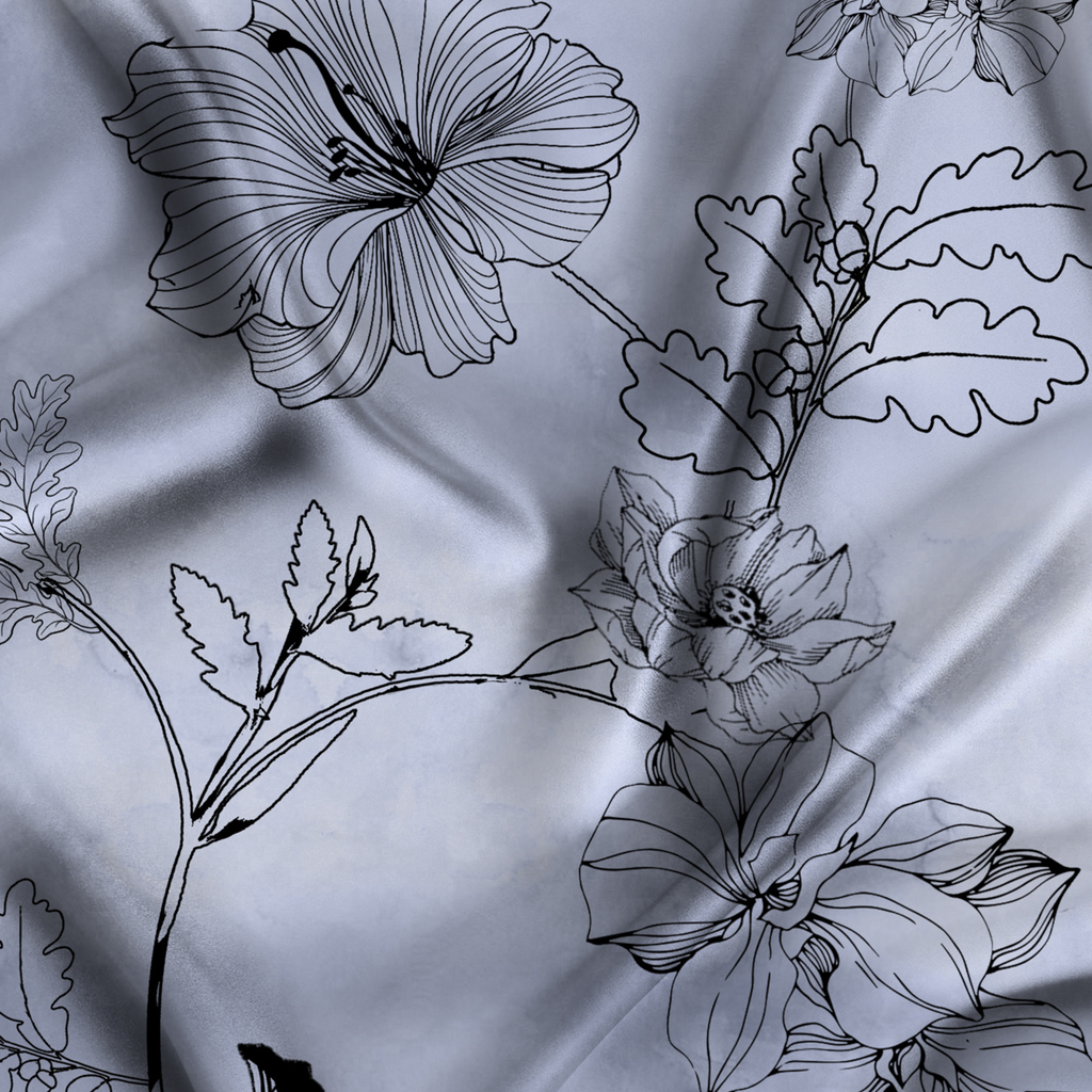 Whimsical Blooms: Abstract Floral Delight in Satin Georgette