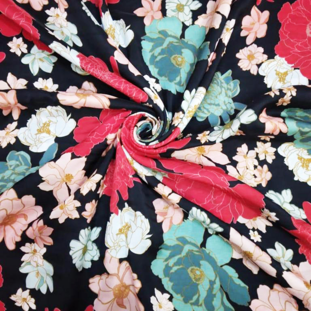 Blooming Elegance: Discover Floral Patterns in Satin Georgette Fabrics!