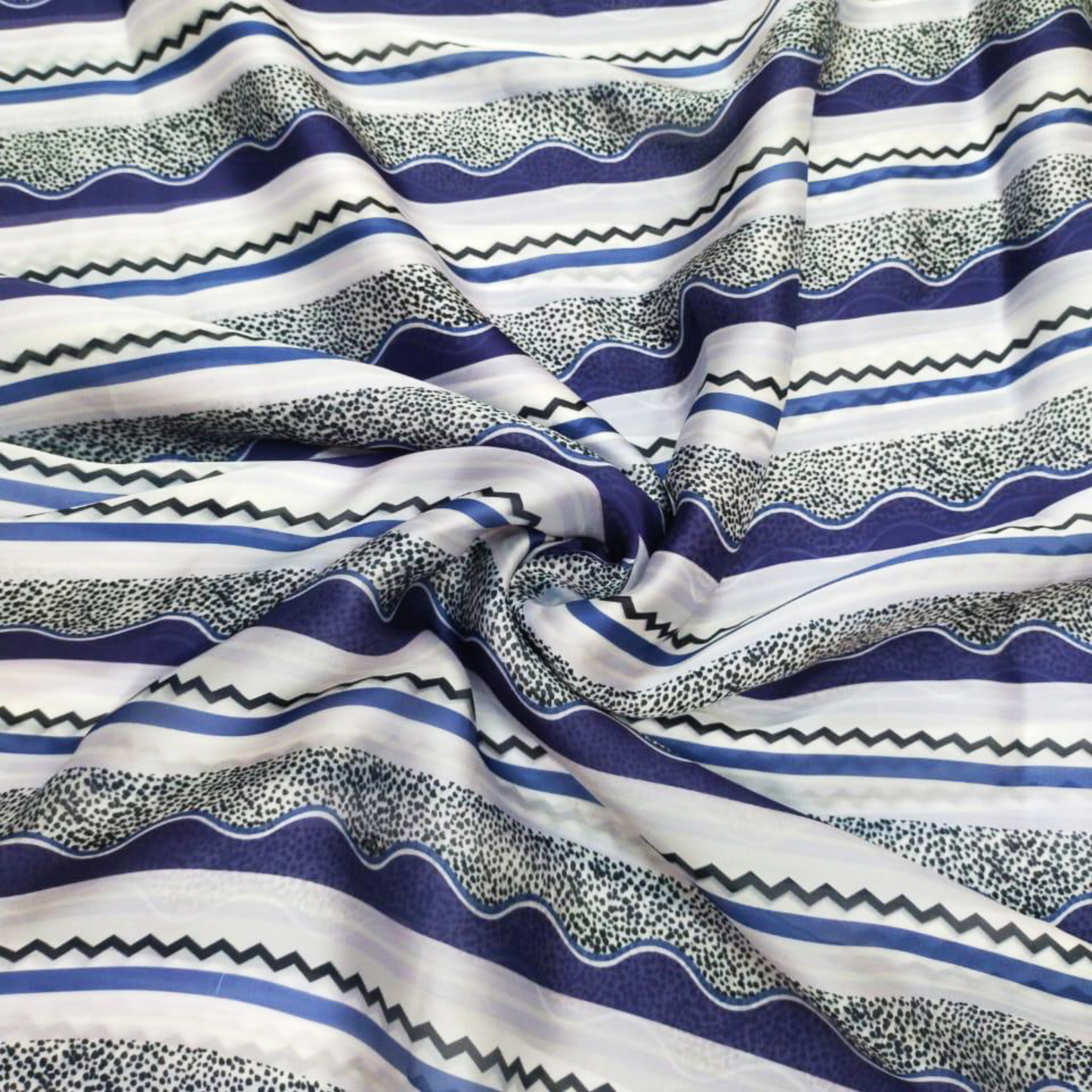 Sophisticated Stripes: Satin Georgette's Geometric Patterned Fabric for Modern Fashion