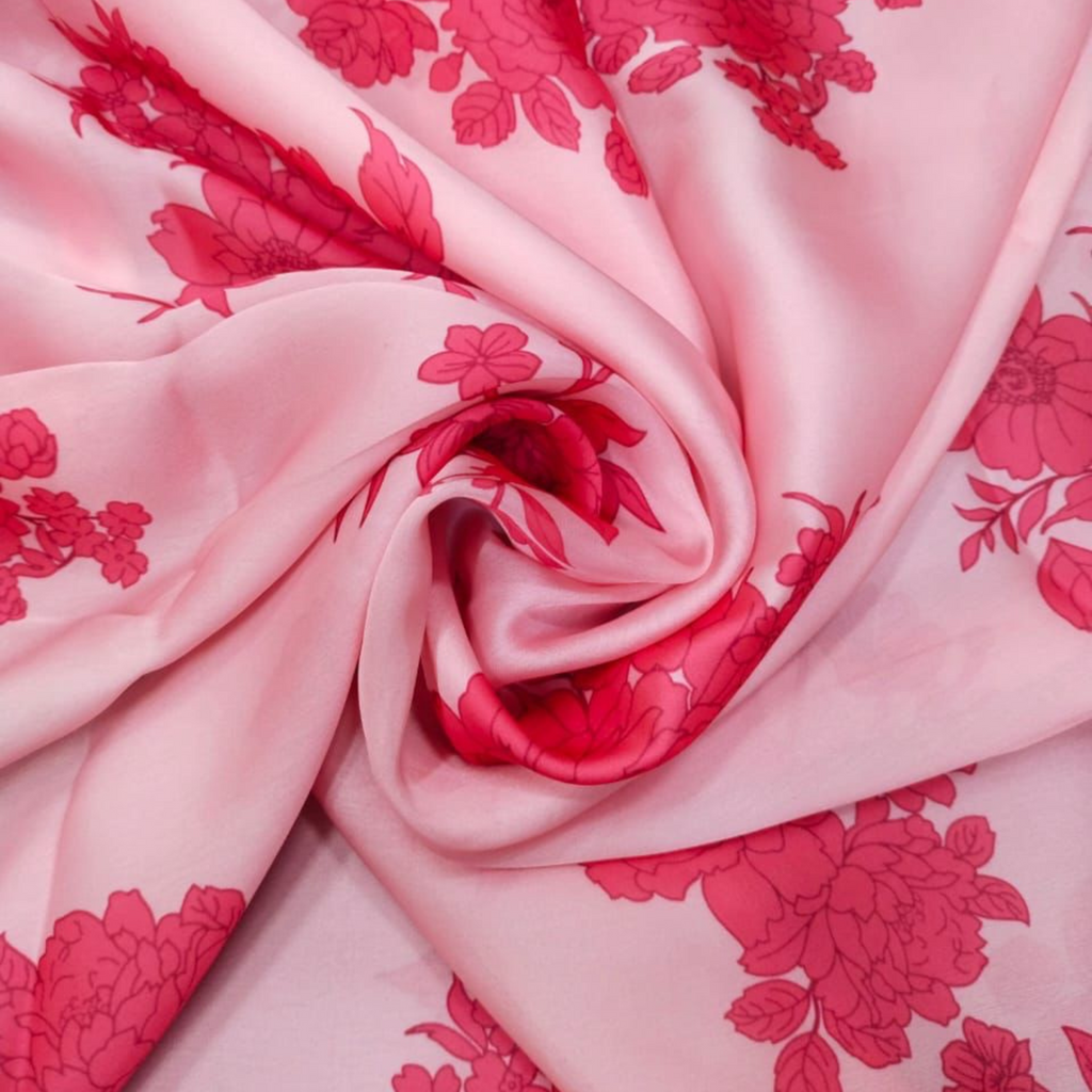 Satin Georgette: Exquisite Floral Elegance!