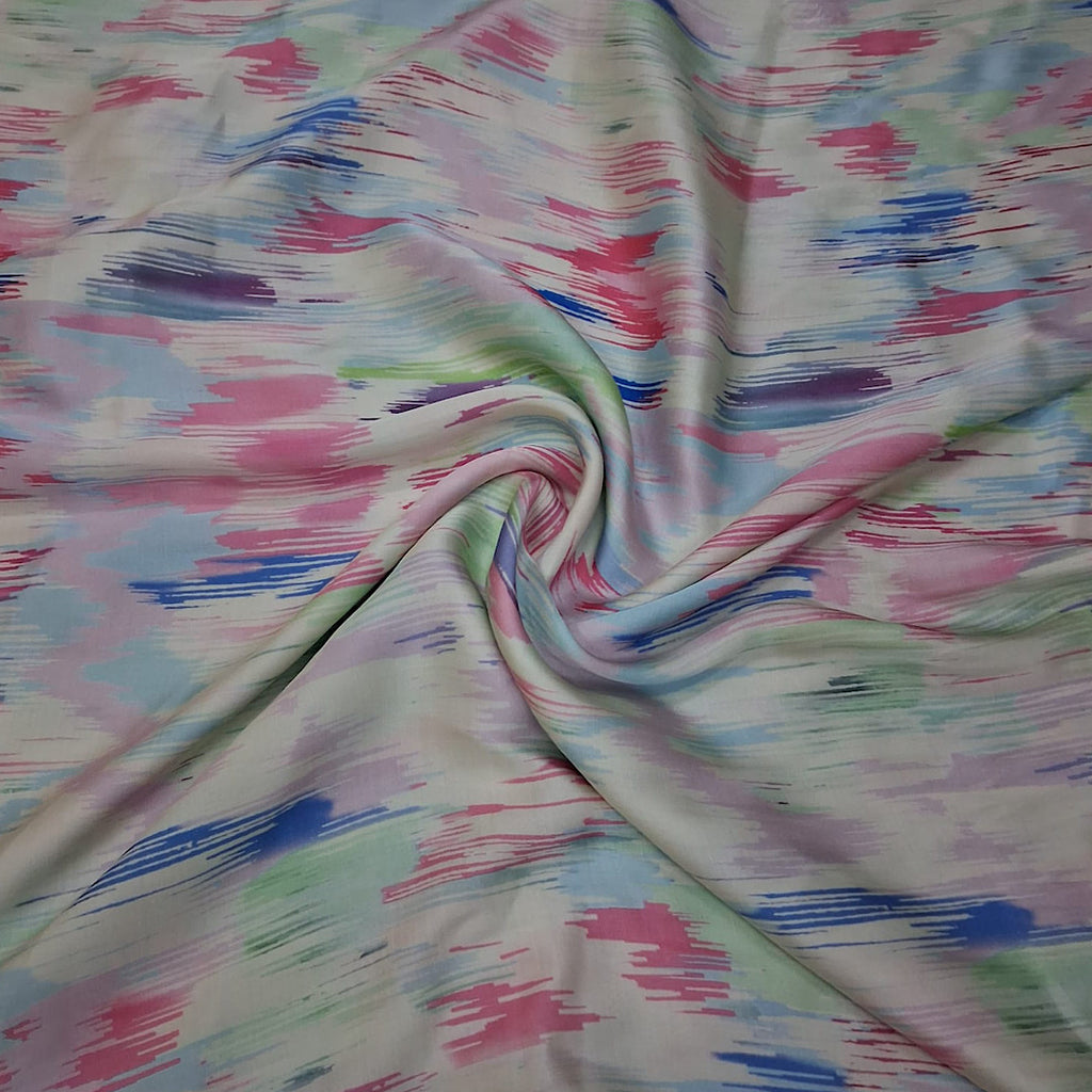 Multi Abstract Print on Pure Modal Satin OM TK 17